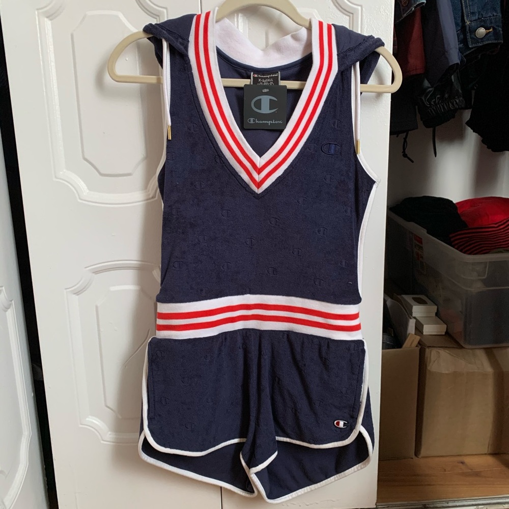 Navy Blue Champion Velvet Jumper